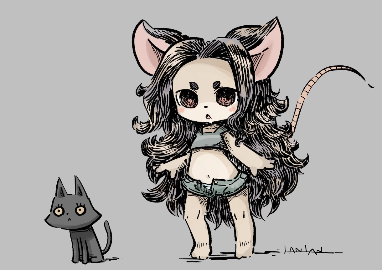 描き込まれた線画の可愛いイラスト制作します アナログ感のある線画でキュートやポップ、雰囲気のある絵も！ イメージ4