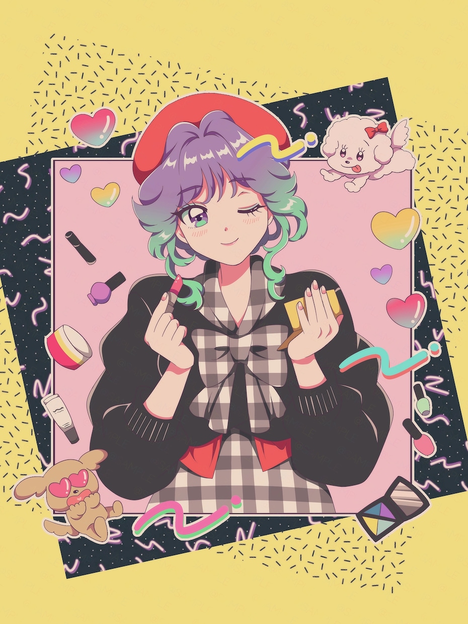 80s90s風のレトロポップイラスト制作します ビビッドでどこか
