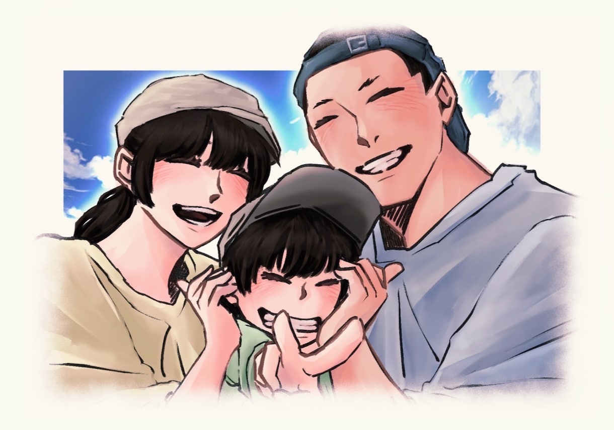 家族写真風の似顔絵など色々描きます イベントごとに家族写真風の似顔絵を✿ 最短即日納品対応中 イメージ2