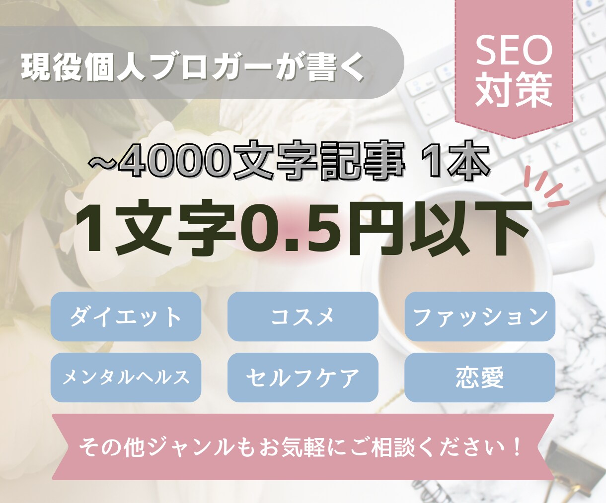 1文字0.5円以下~4000文字の記事1本書きます SEO対策済み記事を格安で！Googleアドセンス審査用にも イメージ1