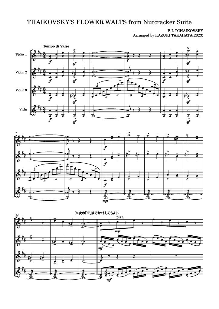 ソロやアンサンブルに編曲いたします お気に入りの作品を室内楽や小編成吹奏楽・管弦楽にア イメージ1