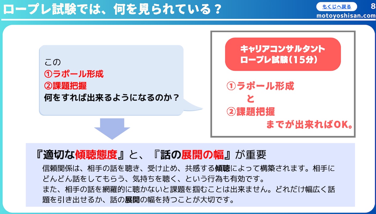 キャリアコンサルタント実技面接試験対策やります ≫選べるロープレ事例/オールA合格/資料を無料提供【初回用】 イメージ5