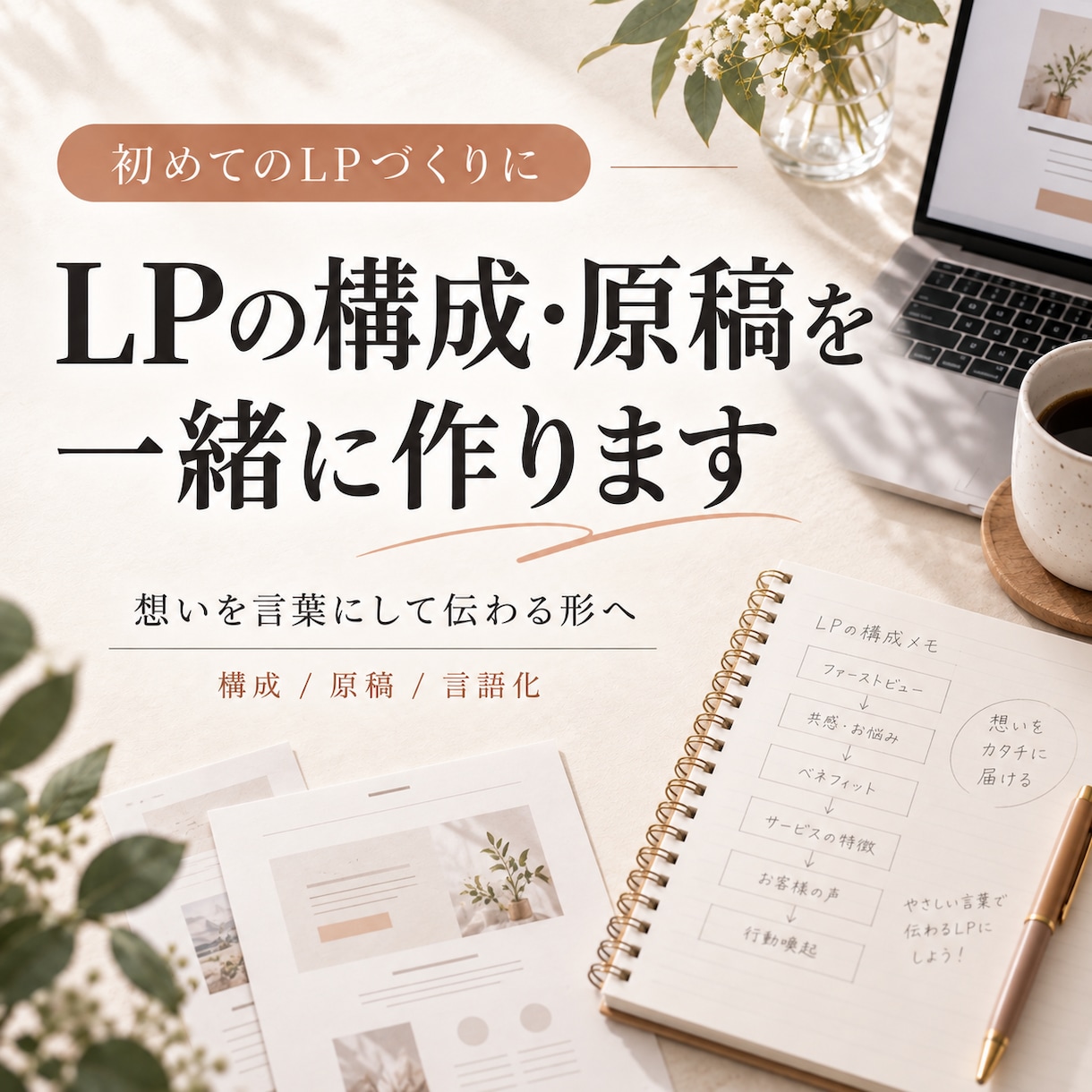 初めてのLPの構成と原稿を一緒に作ります ランディングページの構成と原稿｜想いの言語化から イメージ1