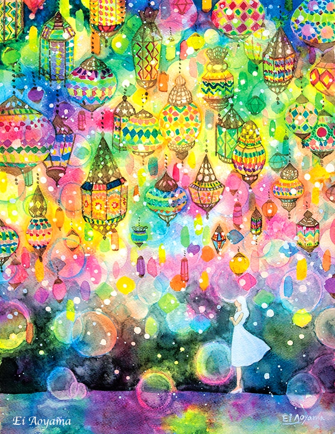 幻想的な水彩イラストレーションを描きます キラキラした水彩イラスト。媒体のメインビジュアルに。 イメージ3
