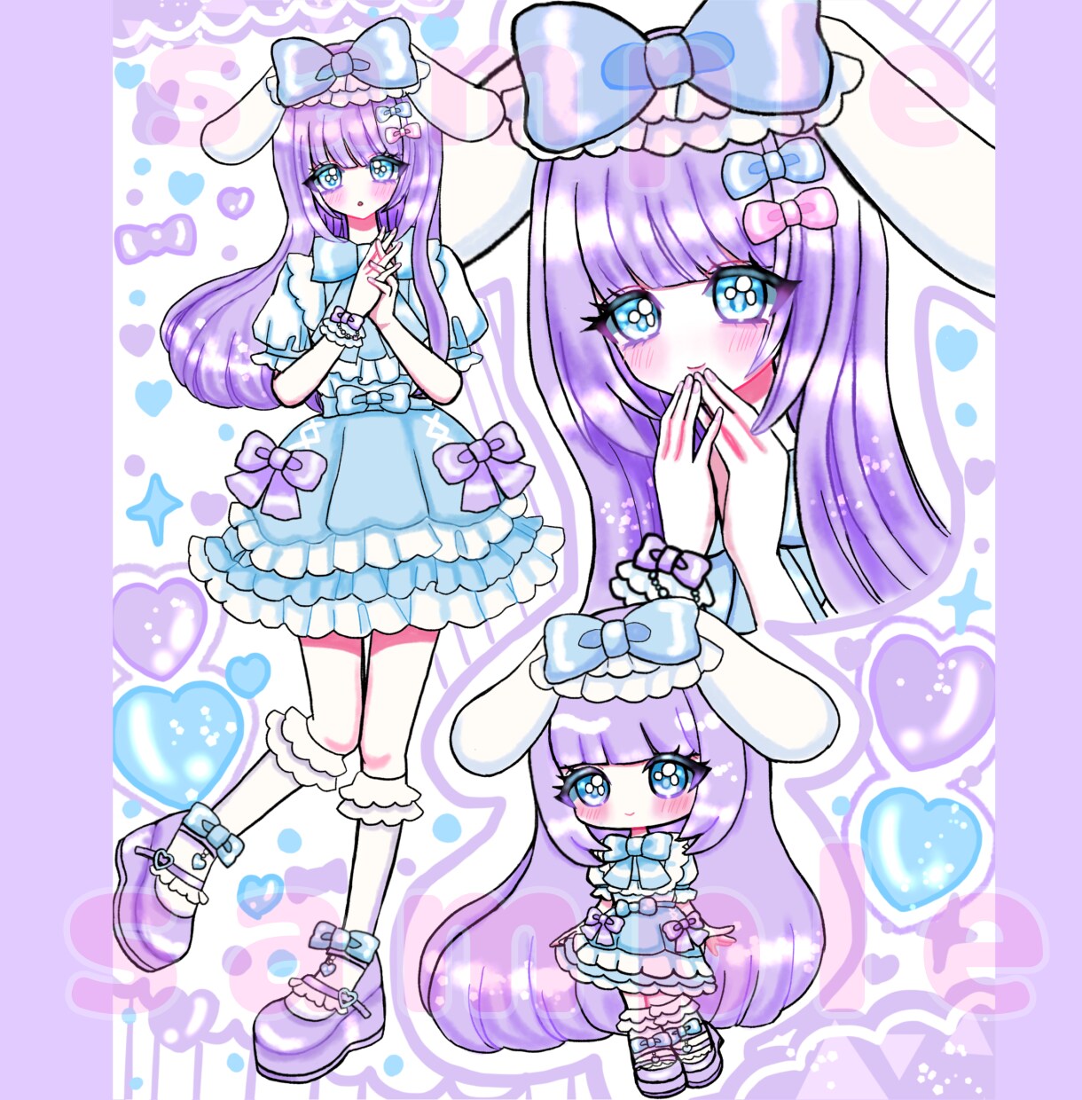 修正無制限！可愛い詰め込みイラストを制作いたします 等身＋バストアップ＋デフォルメの3点セット✨ イメージ4