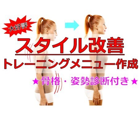 プロがスタイル改善トレーニングメニュー作成します あなたの骨格や姿勢に合わせた完全オーダメイドサービスをご提供 イメージ1