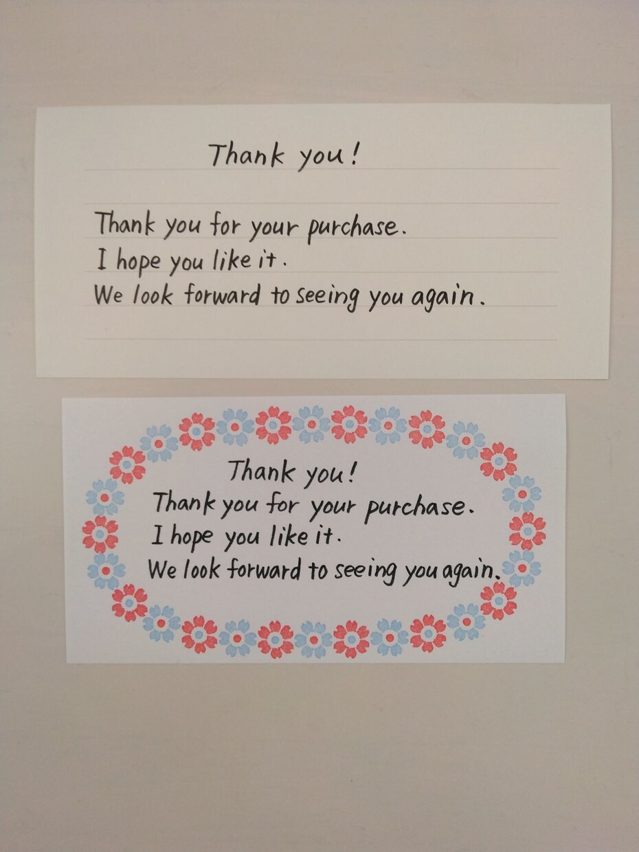 用紙代込☆筆ペンで英文の一筆箋を代筆いたします 心をこめて書かせていただき ます　ebay、ECサイトなど イメージ1