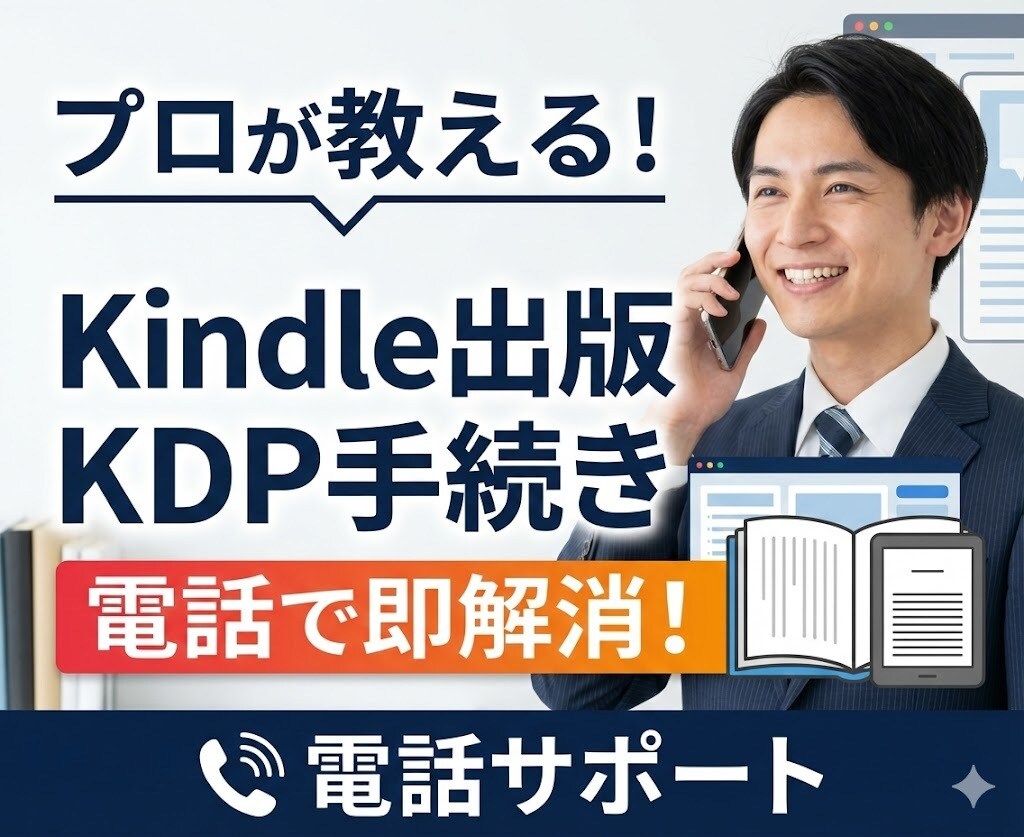 Kindle出版で詰まったら電話で即解消します 「それ大丈夫です、こうやれば進めます」をその場でお伝えします イメージ1