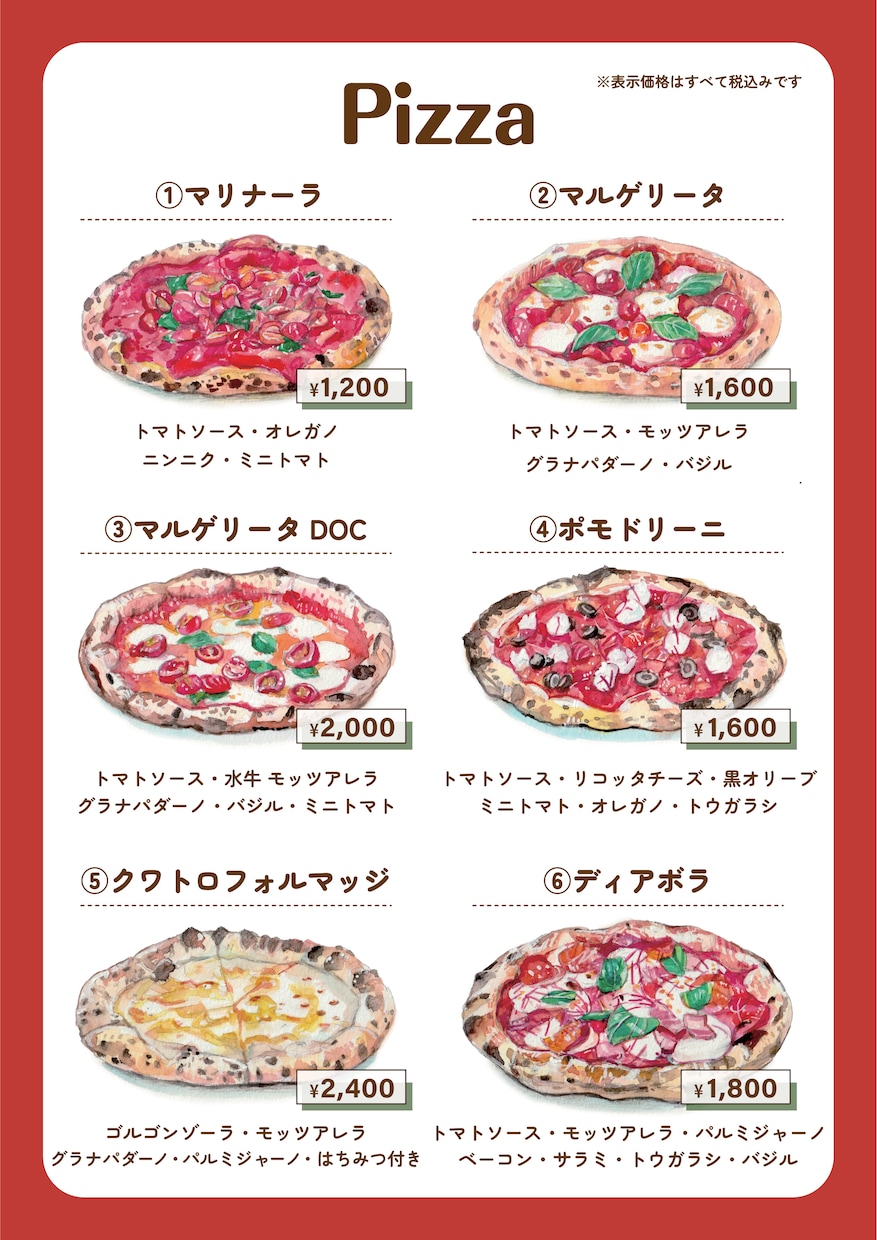 手描きイラストでメニュー作ります あたたかみのある手描きイラストで料理をおいしく見せます！ イメージ6