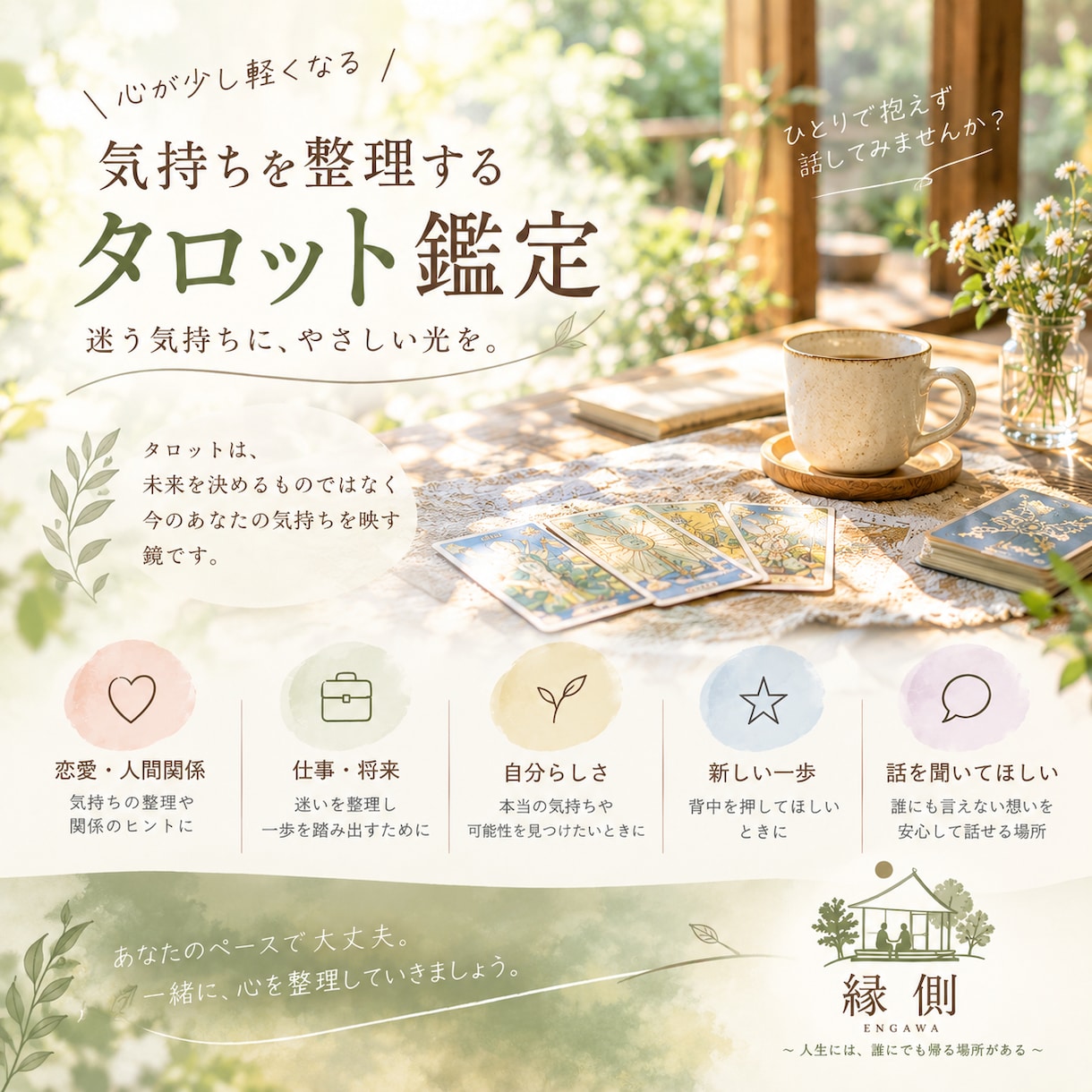 お悩みに寄り添いタロットで占います 迷う気持ちを整理し、自分らしい一歩へ イメージ1