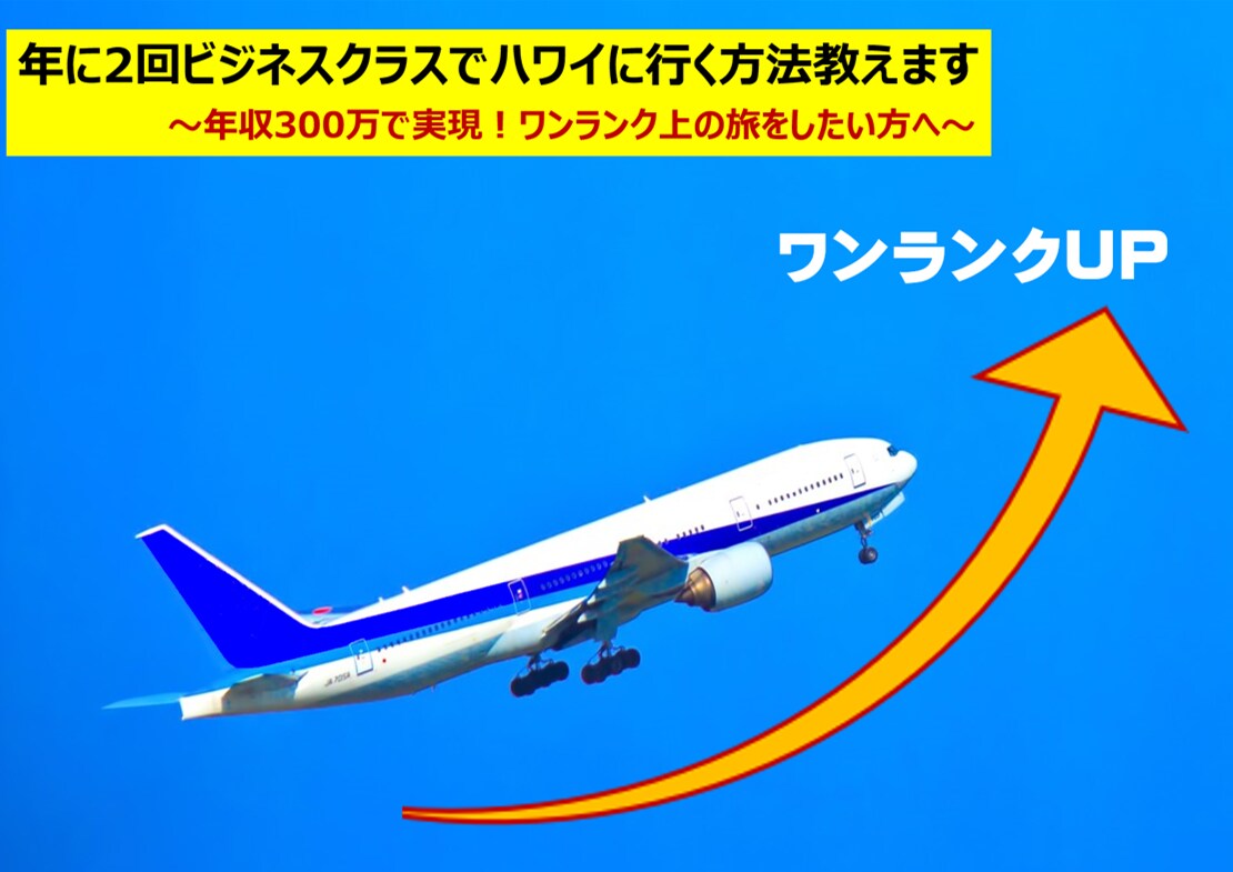 年に2回ビジネスクラスでハワイに行く方法を教えます 年収300万で実現！ワンランク上の旅をしたい方へ イメージ1