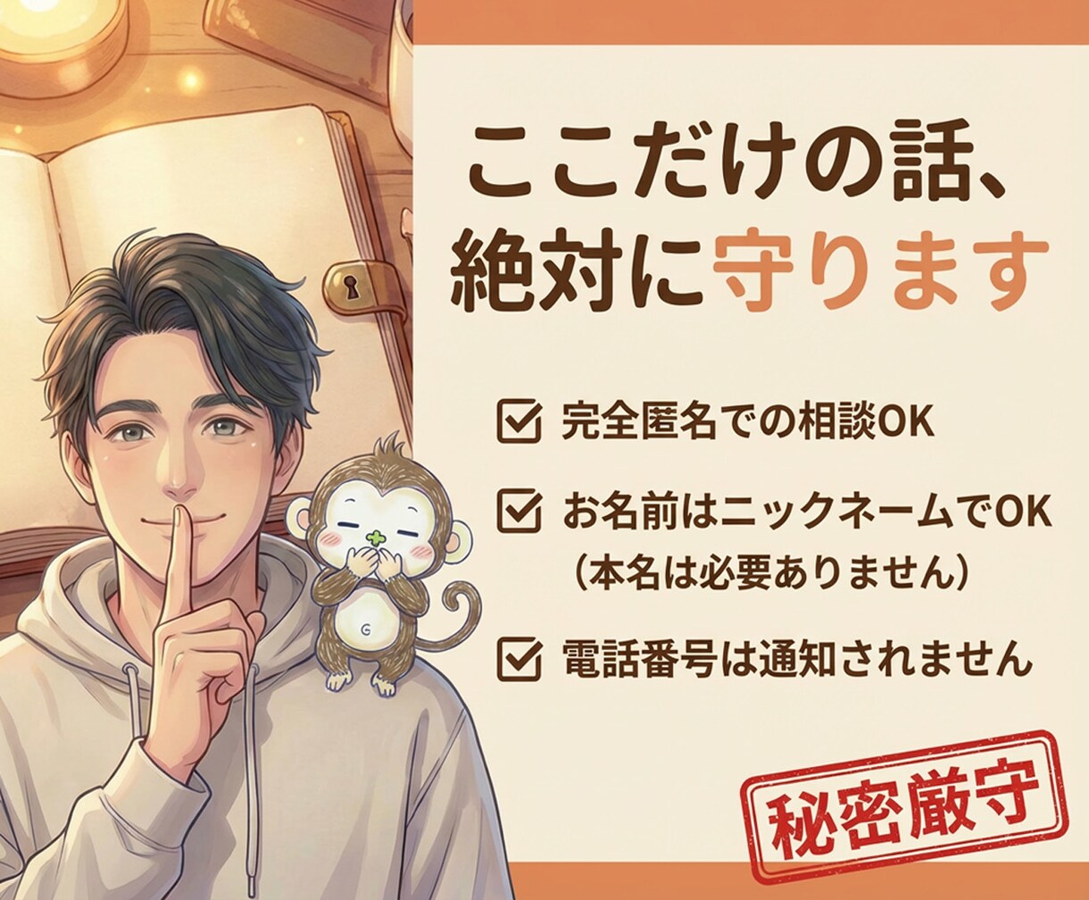 IT20年｜Webデザイナーが雑談・愚痴聞きます 5分OK／仕事・恋愛・家族・人間関係…秘密の話も友達感覚で！ イメージ6