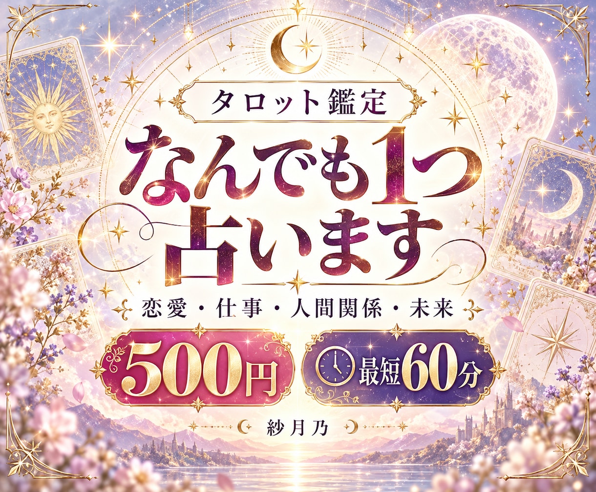 タロットでお悩みをなんでも1つ鑑定します 最短60分・500円｜恋愛・仕事・人間関係など丁寧に占います イメージ1