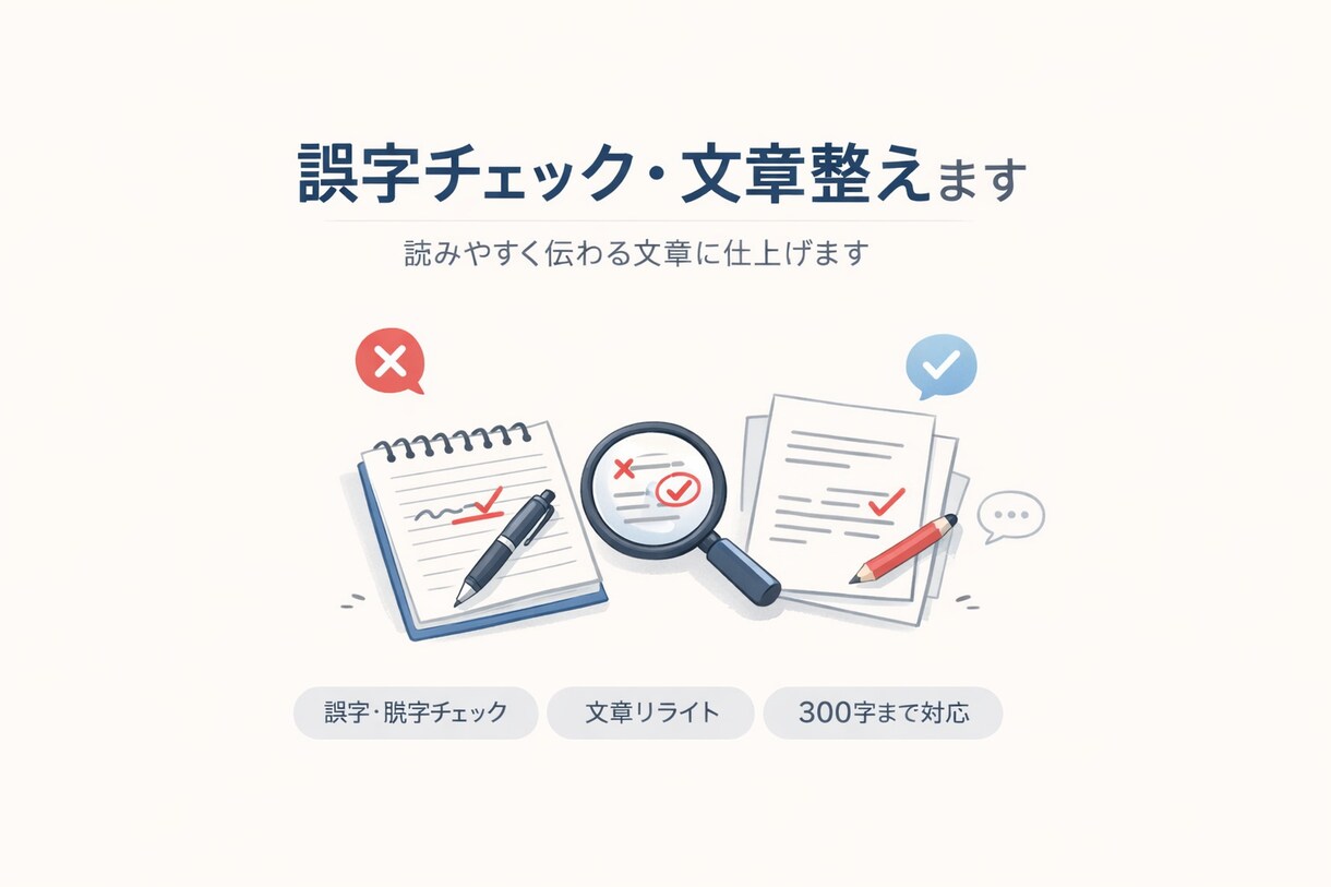 誤字チェック・文章整え（300字まで）ます 読みやすく伝わる文章に仕上げます イメージ1