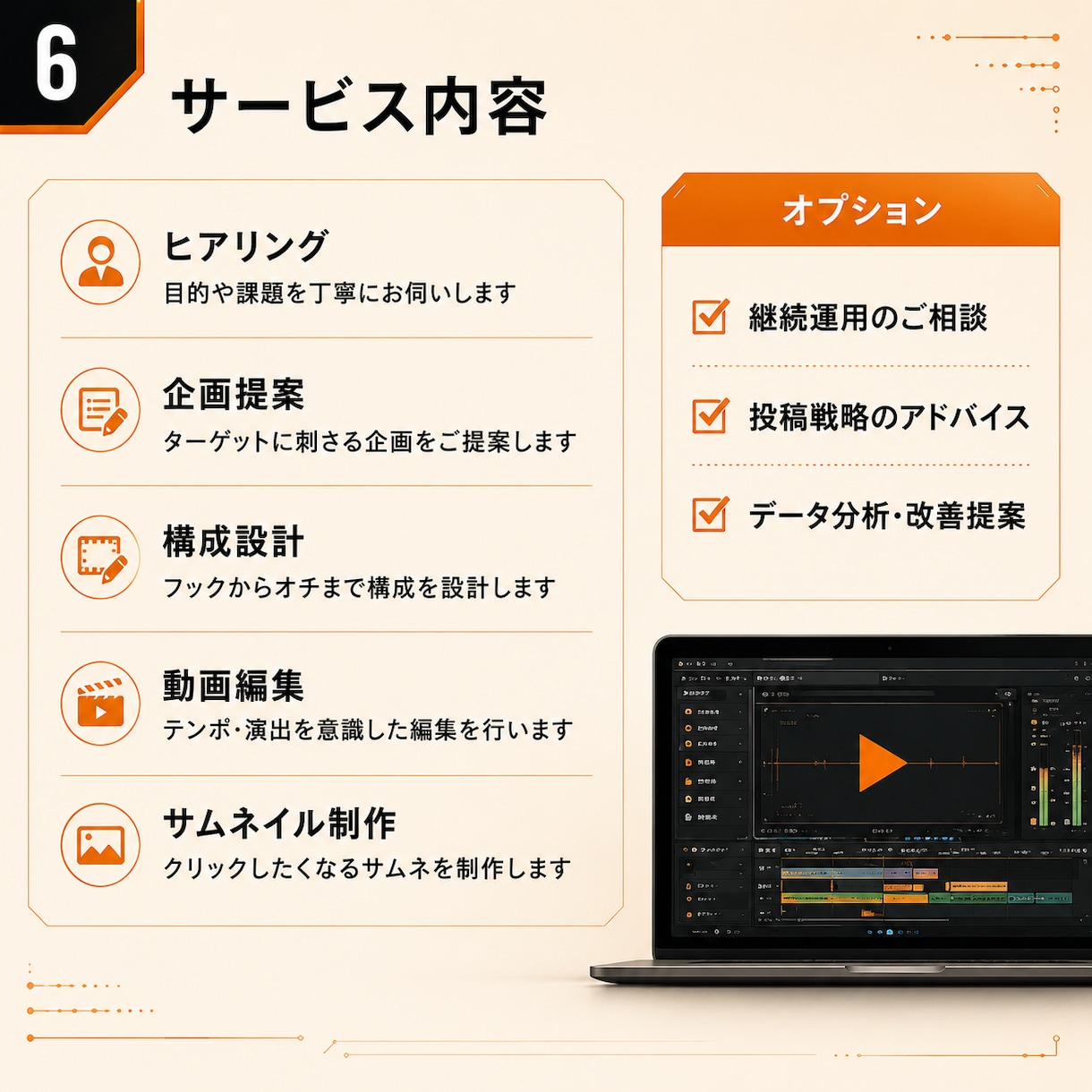 マーケティング視点でショート動画を制作します 感情を設計する映像制作企画から編集まで担当いたします。 イメージ6