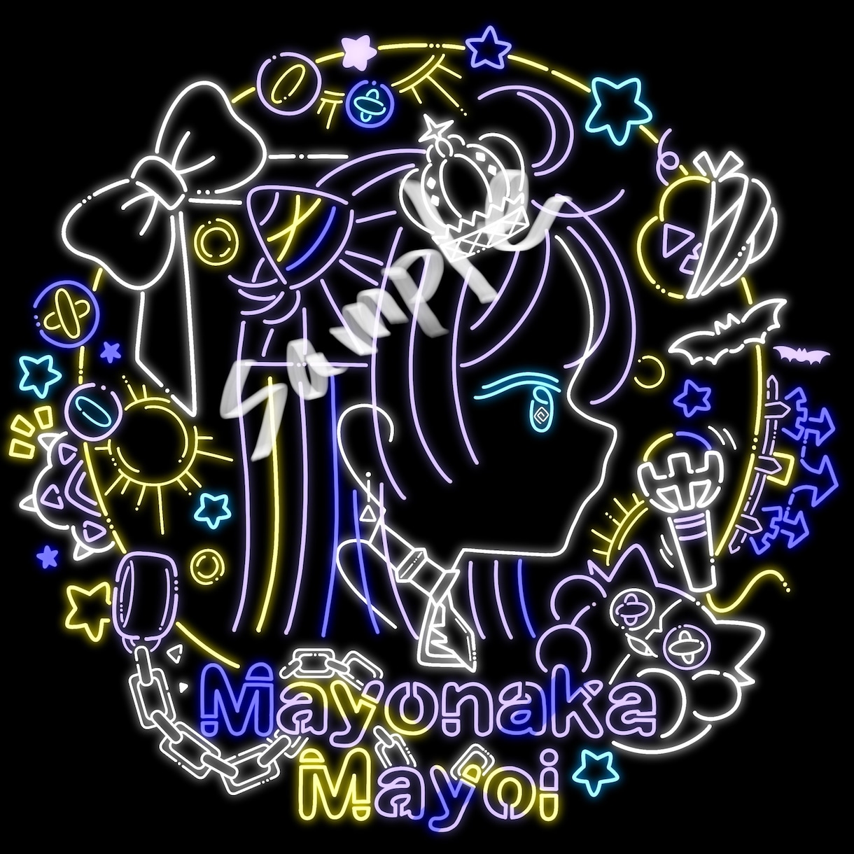 ネオン風のポップな横顔イラストお描きします あなたの「好き！」をギュッと詰め込んで魅力を発信しませんか？ イメージ2