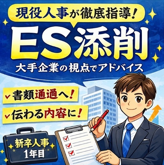 大手企業現役人事の視点でESを丁寧に添削します 20代採用担当が評価視点添削！通過するESを一緒に作ろう！ イメージ1