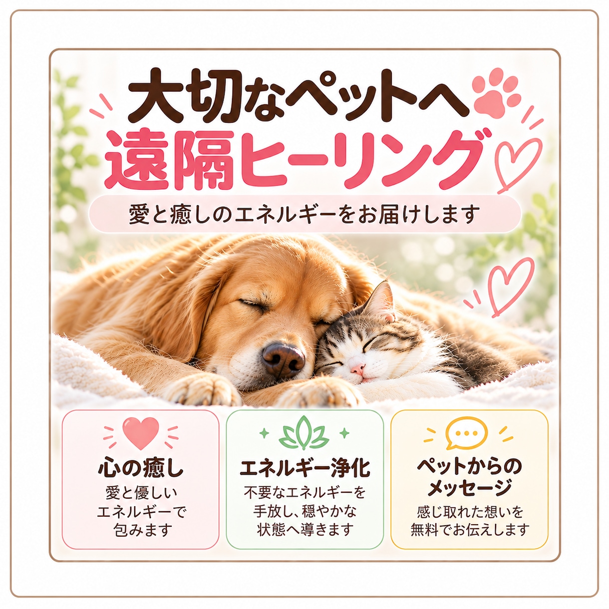 大切なペットへ愛の遠隔ヒーリングを届けます 大切なペットへ愛と癒しを！時折届くメッセージもお伝えします イメージ1