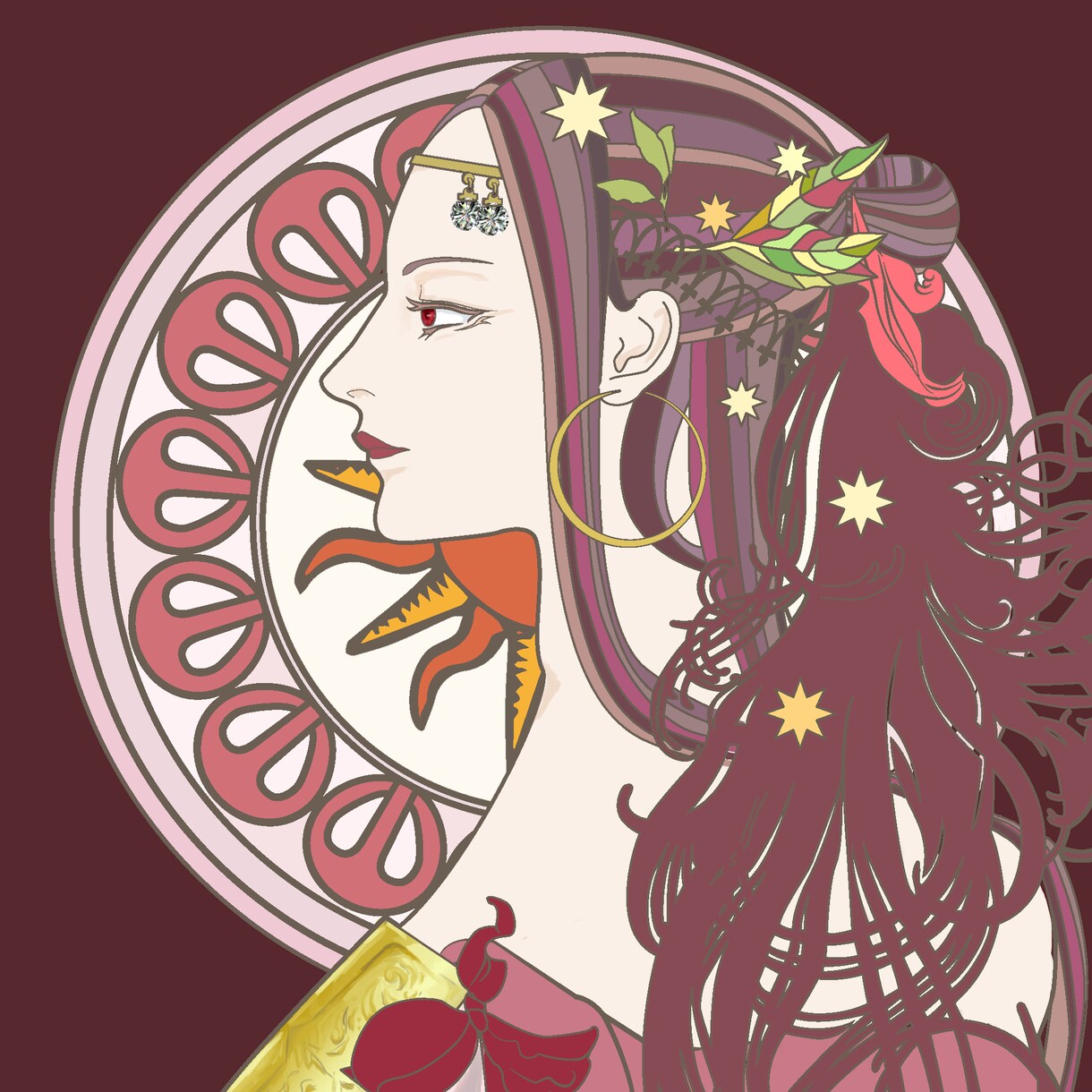ミュシャ風イラスト描きます アールヌーヴォー調に仕上げます。 イメージ3