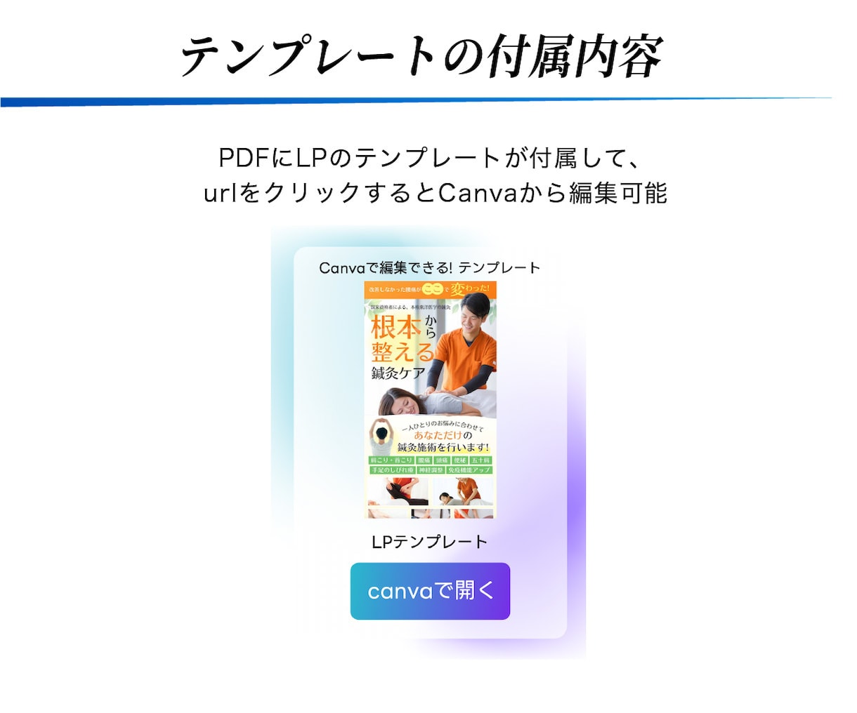 CanvaのLPテンプレートを販売します モバイルファーストLP・自由に編集可能(整体ver) イメージ3