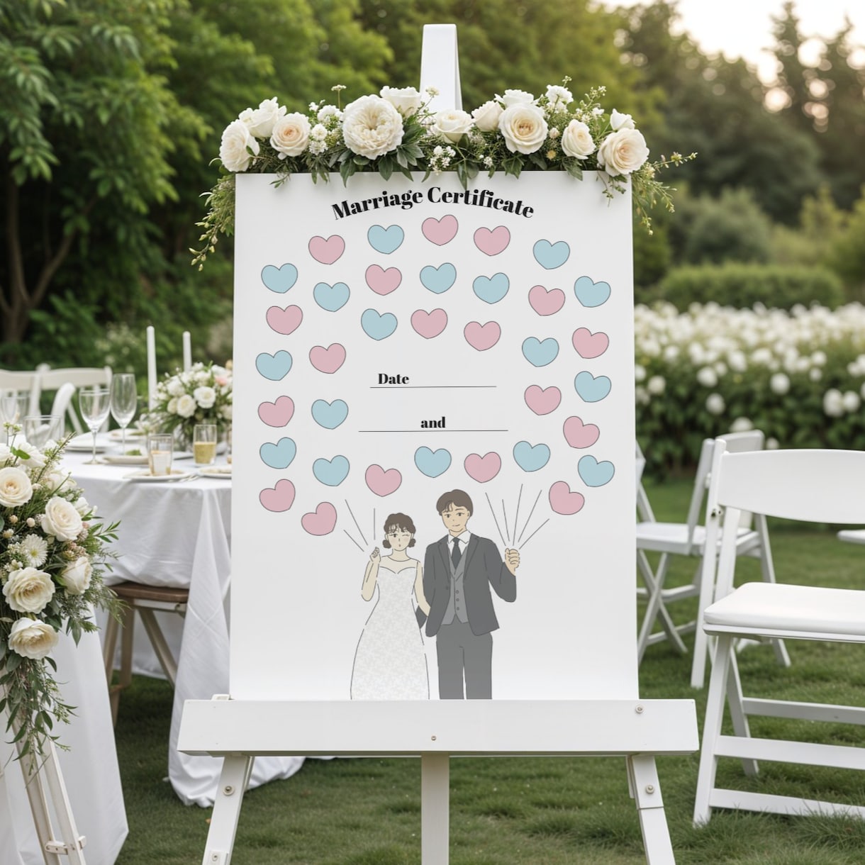 イラスト付き♡オリジナルの結婚証明書を作ります ゲスト参加型演出でゲストと一緒に作り上げる結婚証明書を イメージ6