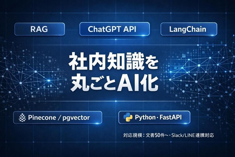 社内文書AI検索RAGシステムを開発します 社内情報を外に出さずChatGPT品質のAI検索を実現 イメージ1