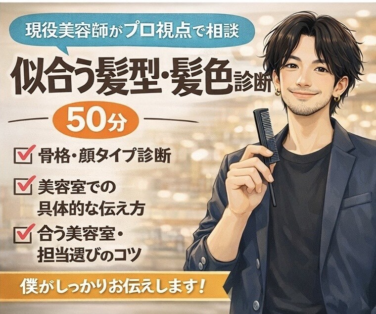 骨格顔タイプで似合う髪と色を一緒に見つけます 現役美容師(歴16年)が親身にお聞きします！ イメージ1