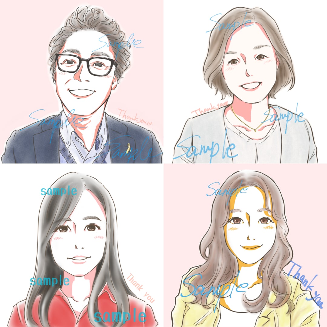 やわらかく優しい印象の似顔絵描きます アイコンやプレゼントにも！きれいめ、ふんわり印象のイラスト。 イメージ2