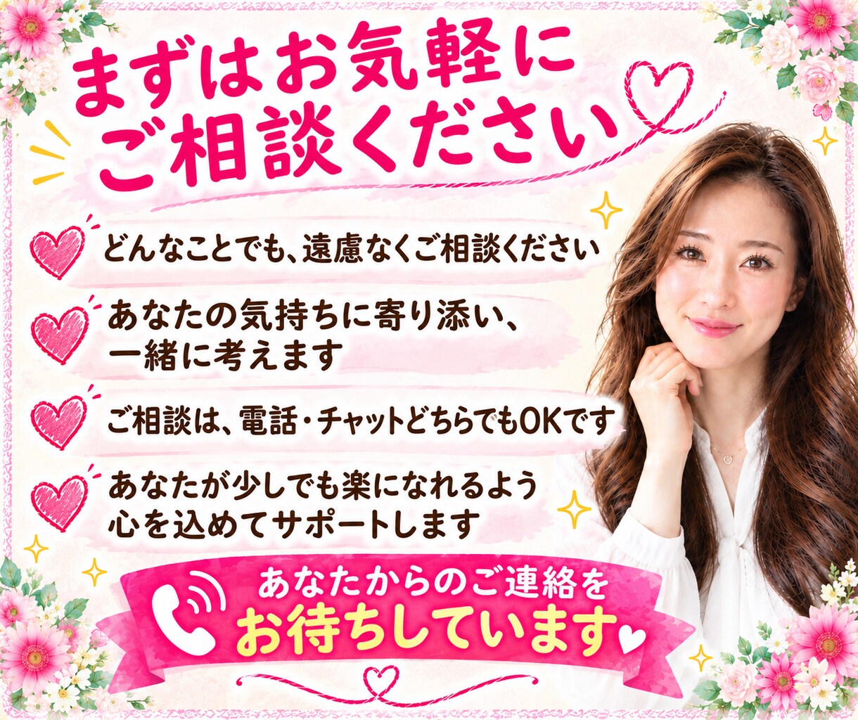 40代・50代同世代のあなたのお話優しく傾聴します 今すぐ電話相談/更年期/夫婦関係/介護/不安/愚痴聞きOK イメージ9