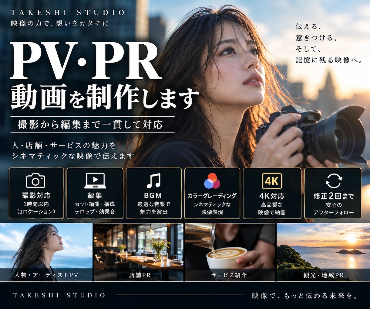 PR動画を撮影から編集まで制作しますます 企業・店舗・サービスの魅力をシネマティックな映像で伝えます イメージ1