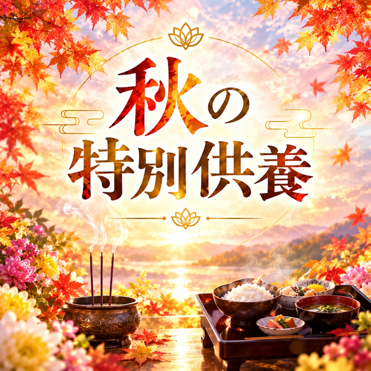 秋の特別供養を行います ご先祖様へ光のお線香とお食事供養をお届けします イメージ1