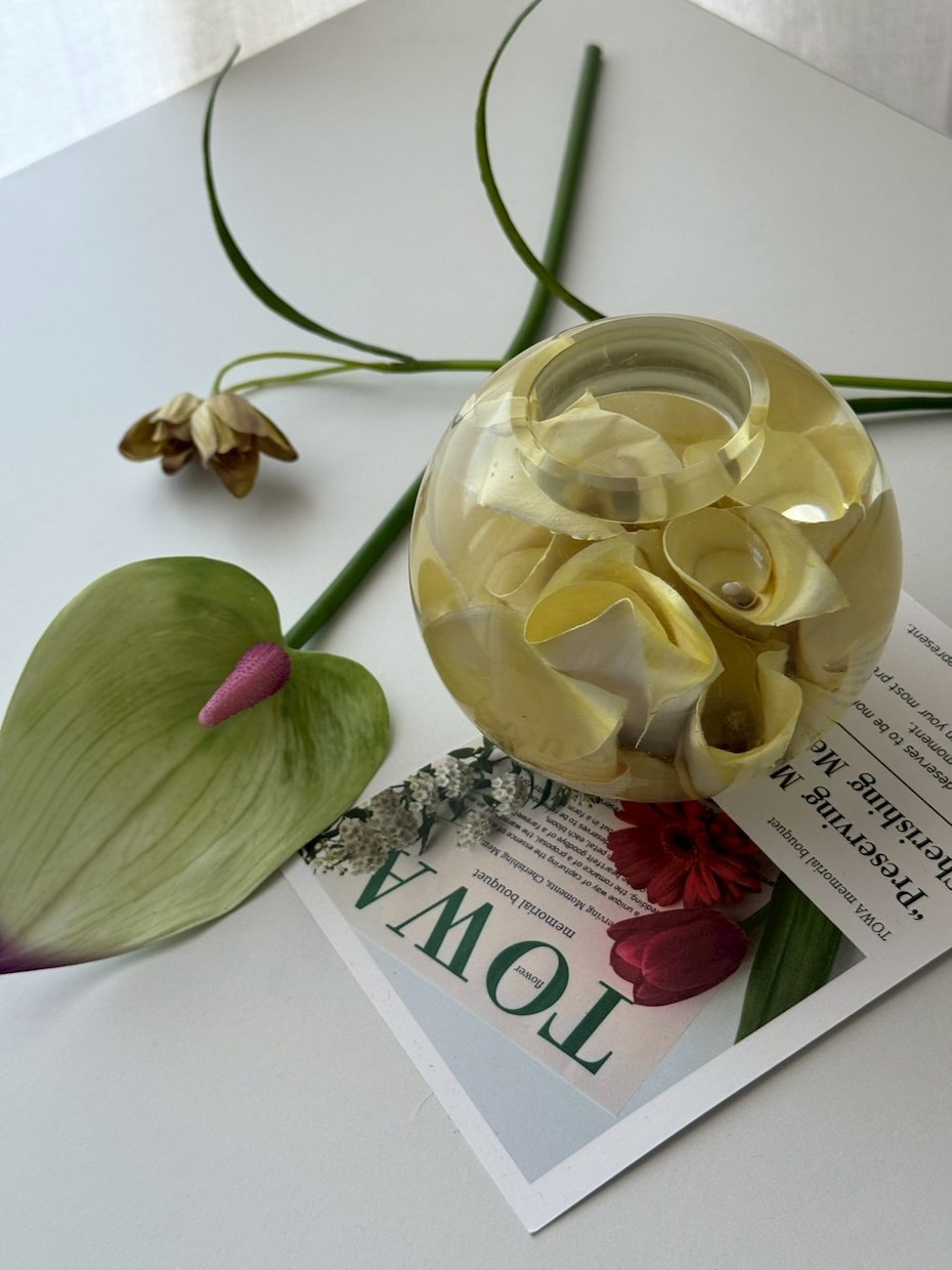 結婚式、プロポーズの花束をアフターブーケにします 大切な花束をキャンドルホルダーに加工します イメージ4