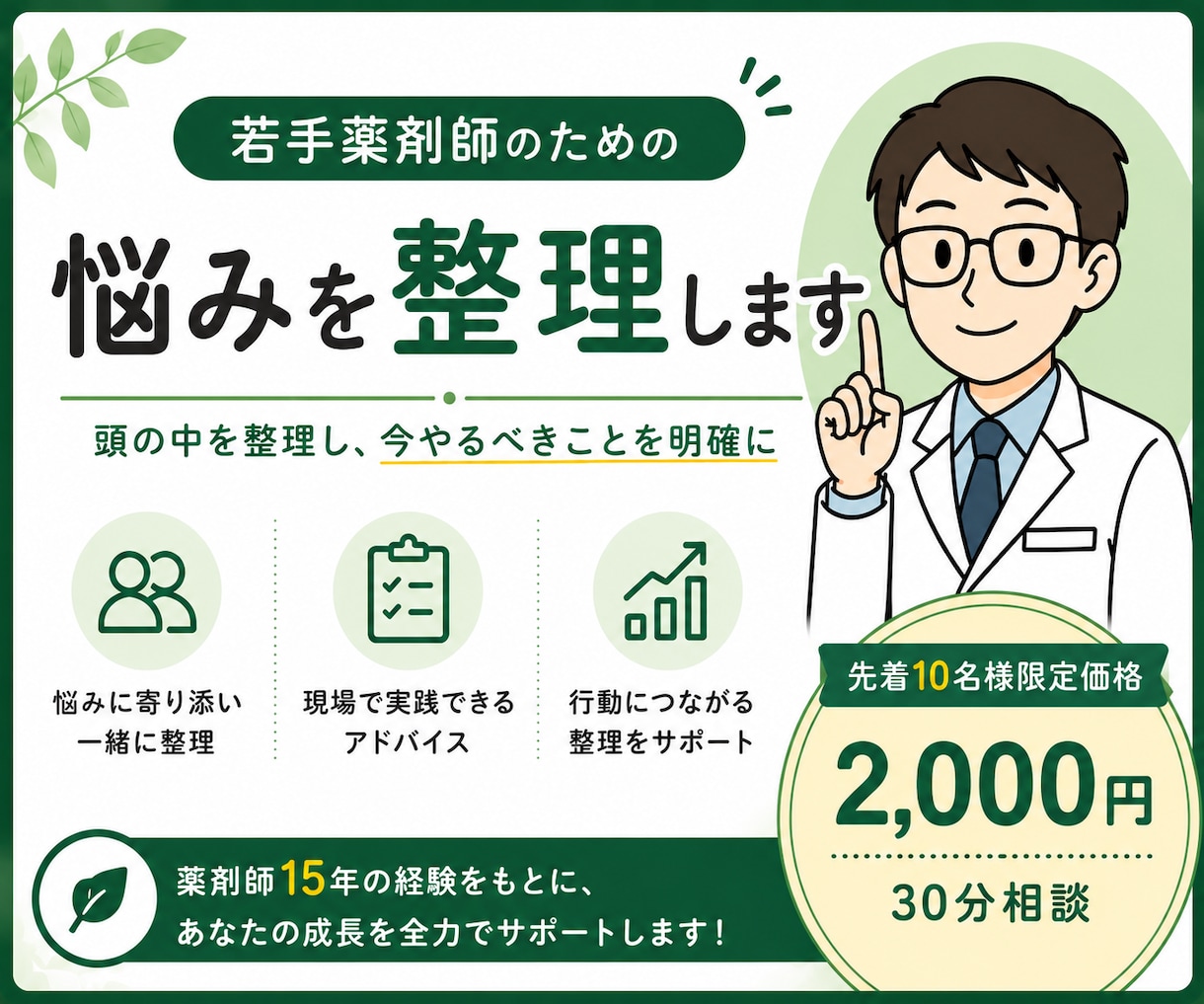 若手薬剤師の悩みを30分Zoomで整理します 頭の中を整理して、今やるべきことを明確に イメージ1