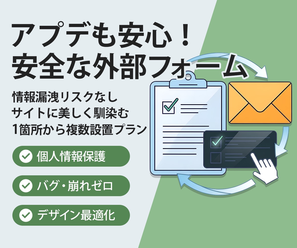 不具合なし！安全な外部フォームを設置します 外部フォーム連携で情報漏洩リスクなし サイトに美しく馴染む イメージ1