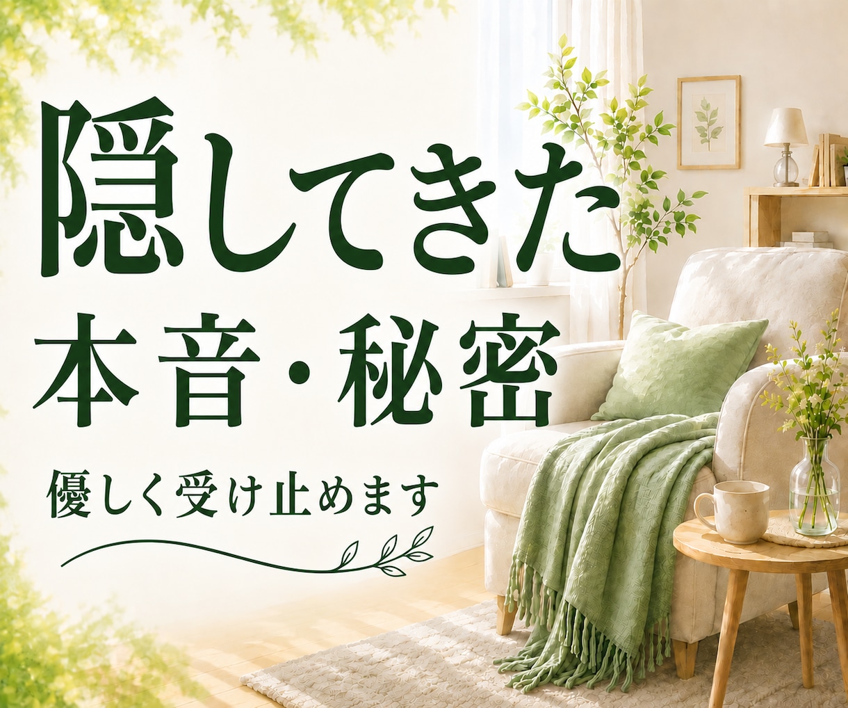 心の中に抱えていること、じっくりお聴きします 家族にも友人にも言えないお話を否定せず、そのまま受け止めます イメージ1