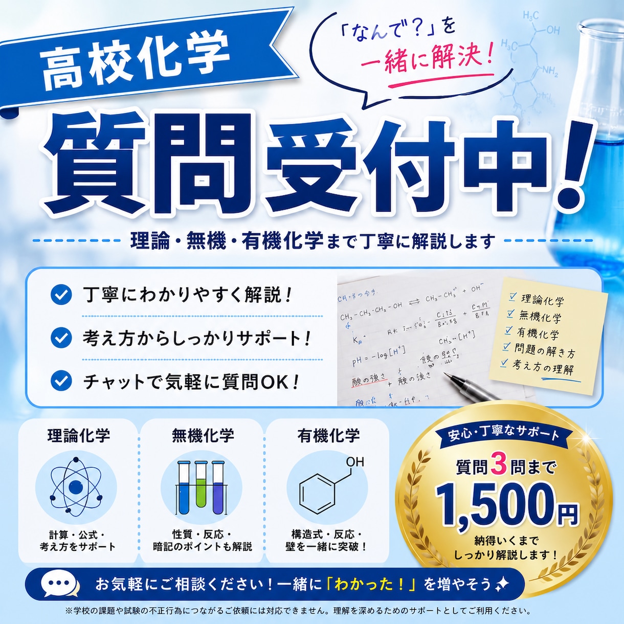 高校化学の『わからない』を『わかった！』に変えます 問題の解き方だけでなく、考え方まで丁寧に解説。 イメージ1