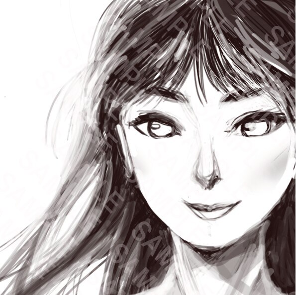 女性の顔のSNS用アイコン（モノクロ）描きます 女性の顔のイラストをアイコンにしたい方へ イメージ1