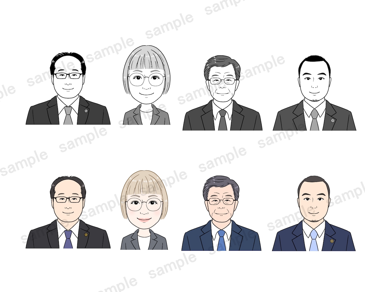 名刺やスタッフ紹介等ビジネスに最適な似顔絵描きます シンプルだけどちょっとリアルで少し似てる！オプションでカラー イメージ5