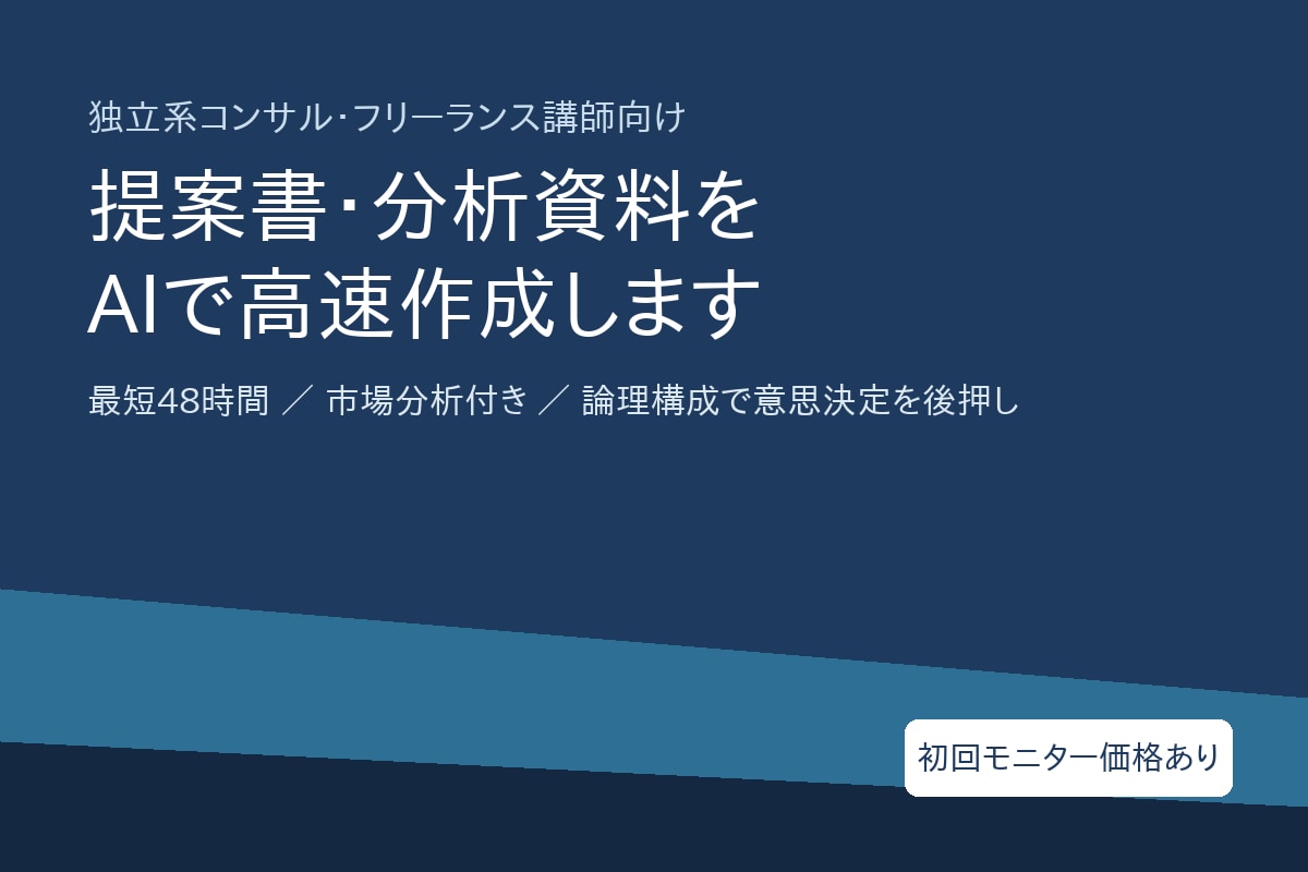 コンサル・講師向け提案資料を高速作成します 最短48時間で納品、意思決定を後押しする資料です イメージ1