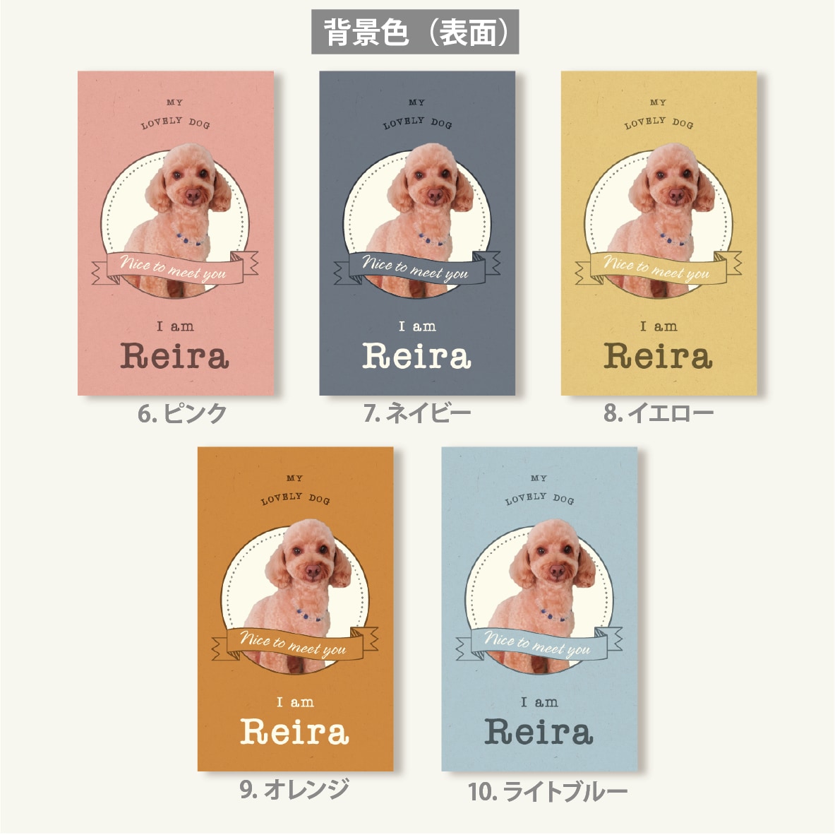 写真入り犬猫ペット名刺　色と書体が選べます 歴15年のデザイナーが作るセミオーダー名刺100枚送料込 イメージ5