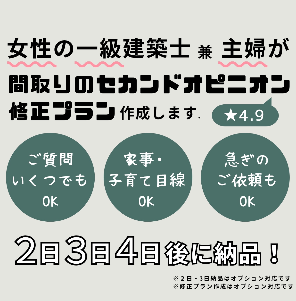 女性一級建築士が間取りのセカンドオピニオンをします 住宅について資格多数取得、家事・子育て・ペット目線OK！ イメージ1