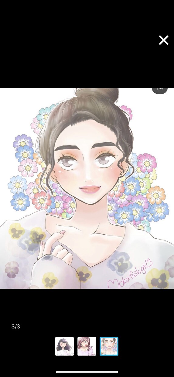 最短2日♡人物＋簡単な背景or文字描きます 簡単な背景 単色や花などになります イメージ1