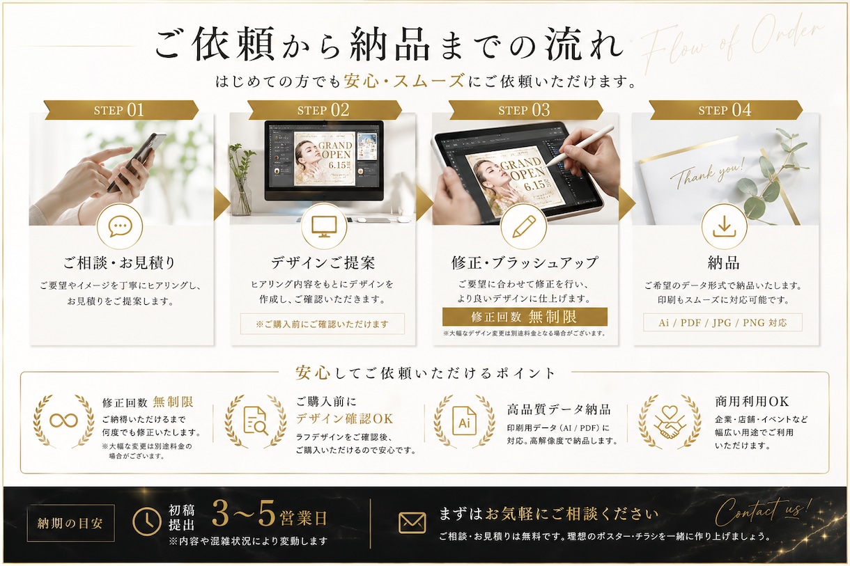 高級感と集客力を両立したポスターを制作します 伝わるデザインで集客・売上アップをサポート イメージ4