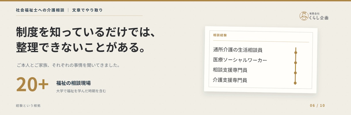 介護や暮らしのお悩みを社会福祉士が整理します AIではなく、福祉歴20年以上の社会福祉士が直接お返事します イメージ6