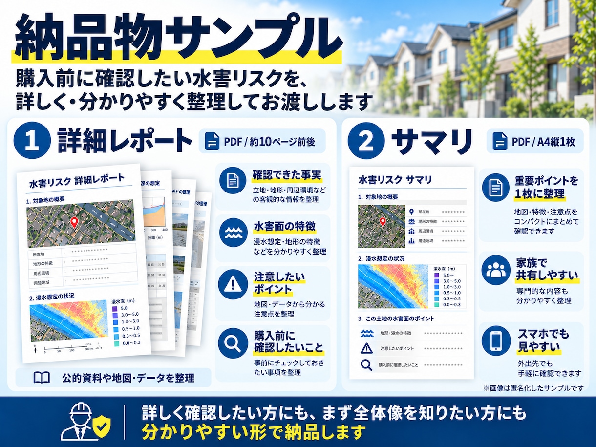 購入前の土地・住宅の水害リスクを調べます 防災士が浸水深・標高・地形まで詳しく分析 イメージ4