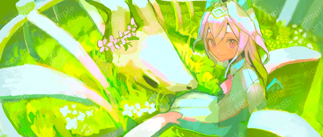背景有！高彩度で鮮やかな厚塗りイラストを制作します 背景・人物込みの一枚絵を制作いたします！ イメージ1