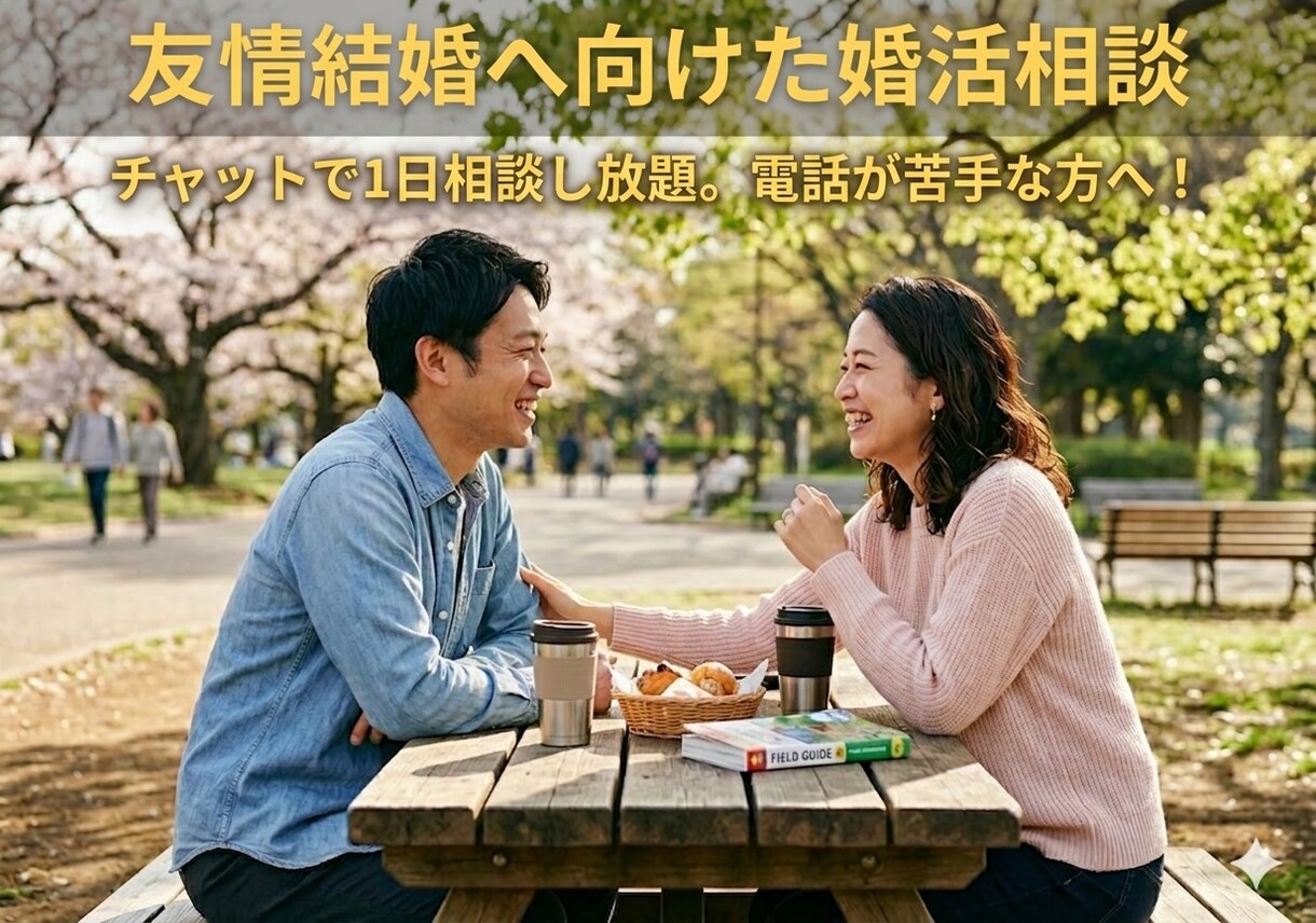 友情結婚が上手くいくように婚活の相談に乗ります チャットで1日相談し放題/電話相談苦手な方へ/割引で延長も可 イメージ1