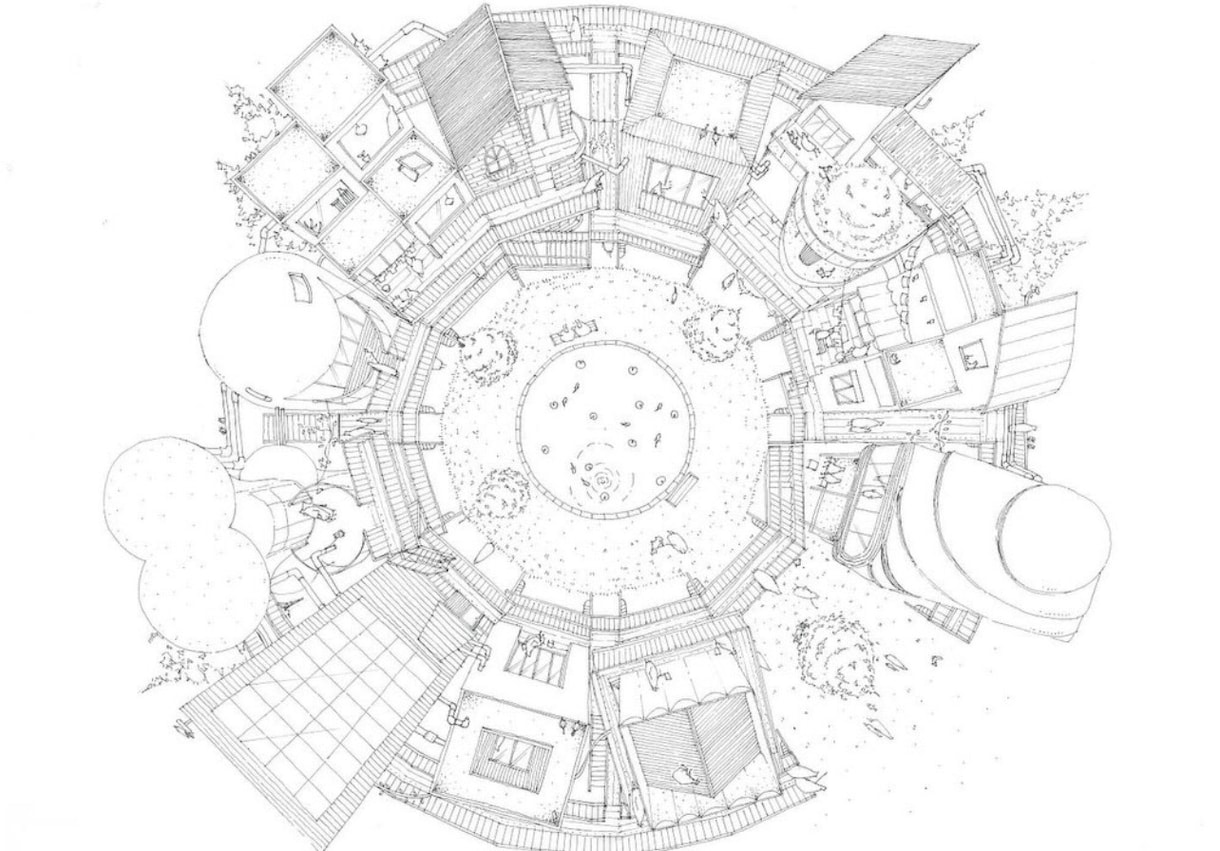 手描きで住宅・建築パースを制作します 住宅内観パースからコンペ案、鳥瞰図や断面パースも表現します。 イメージ7