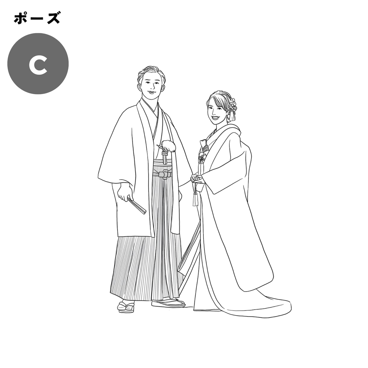 NEW顔の写真だけで結婚式用イラスト描きます 前撮りしてなくても大丈夫！ポーズは5つから選べます！ イメージ5