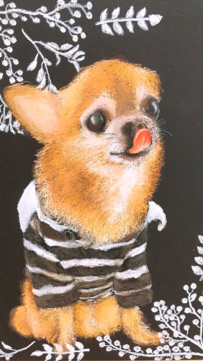 ペットの似顔絵をチョークアートで描きます 手書きならではの温かみある作品です♡ イメージ4